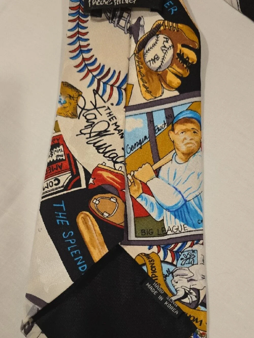 Nicole Miller Multicolor Old Time Baseball‎ Novelty Print Silk Men's Vintage Tie